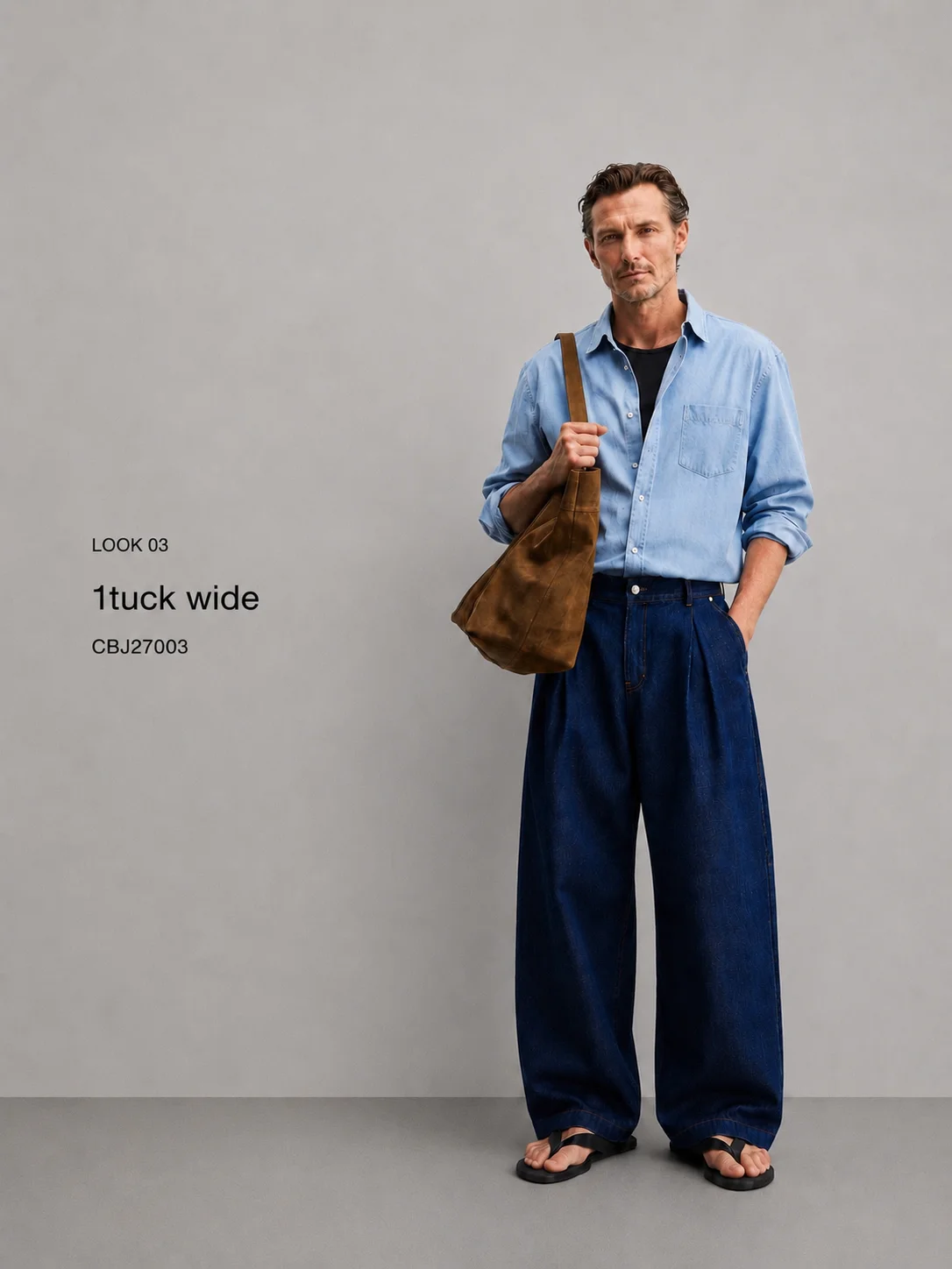 와이드 원턱 데님팬츠 ( Wide one tuck denim pants) CBJ27005